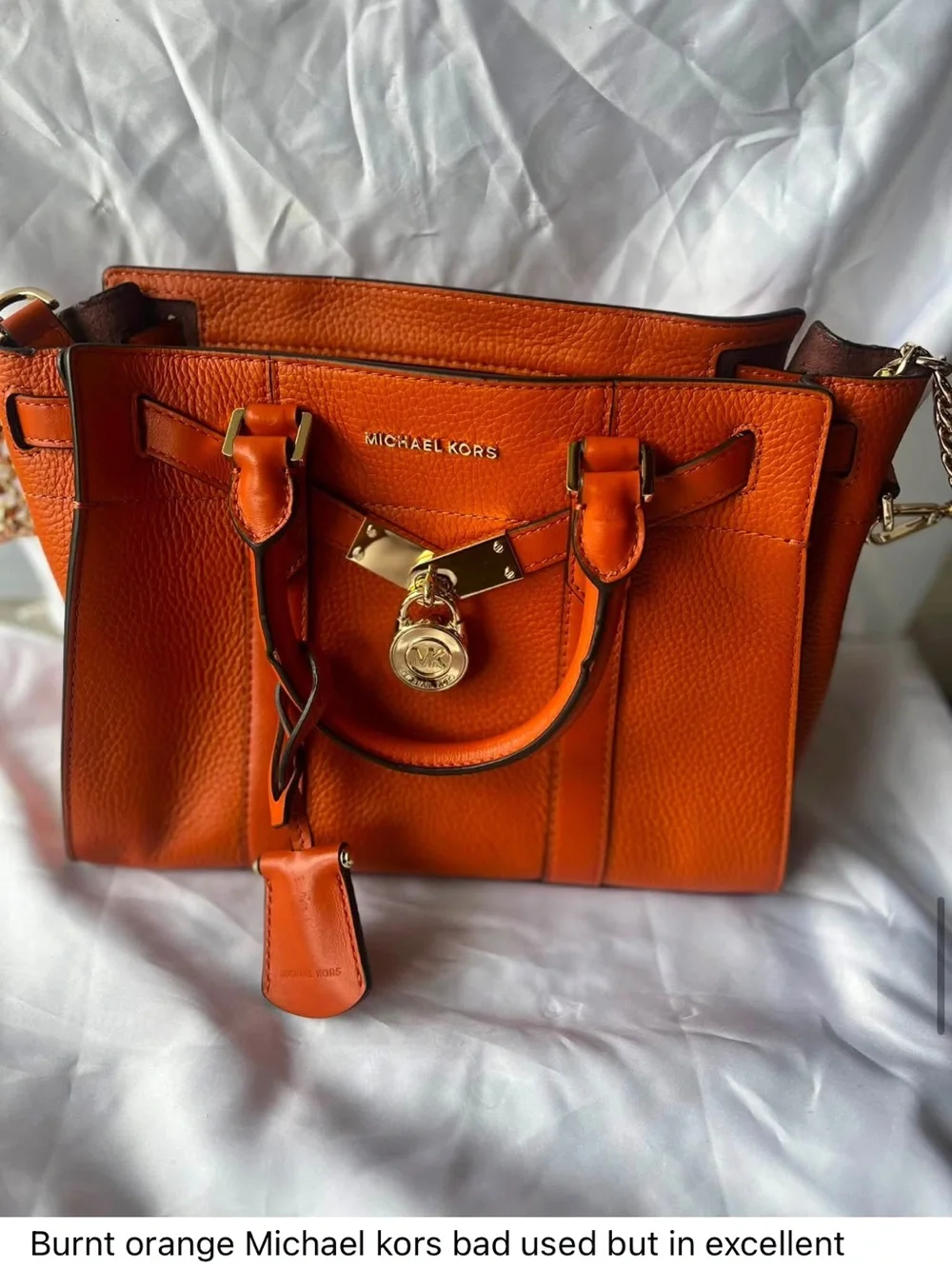 Michael Kors Orange Leather Satchel with Gold Hardware